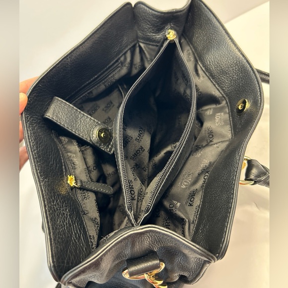 Michael Kors Hamilton Satchel Tote Bag Purse Crossbody Black Pebbled Leather - Picture 8 of 8